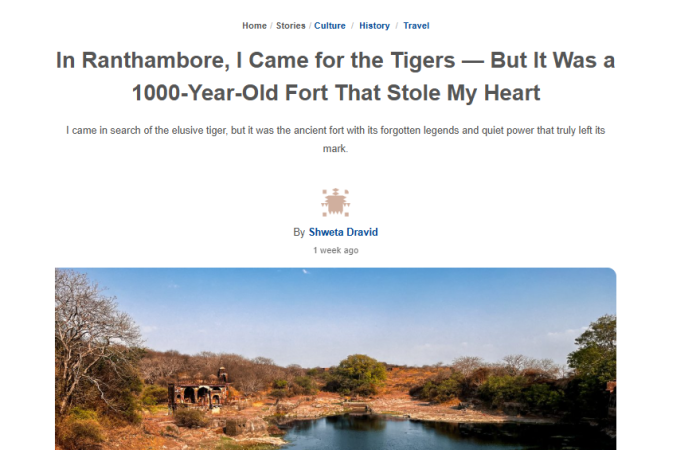 The Better India Features Bookmark Resorts, Jogi Mahal, as a Heritage Stay, Blending Royal Charm with Ranthambore’s Wilderness Tales